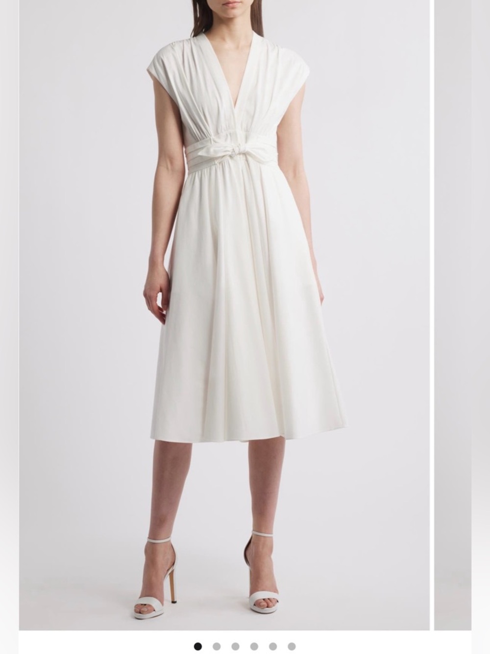 NWT Kobi Halperin Kiernan Ruched Midi Dress in white. Size M, sells for $498.